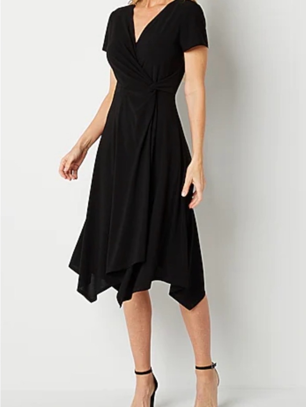 Perceptions Womens Midi V Neck Short Sleeve Fit